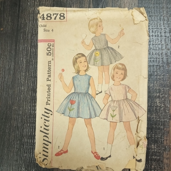 Vintage Simplicity Sewing Pattern 4878 Girls Dress Size 4 - Picture 1 of 2
